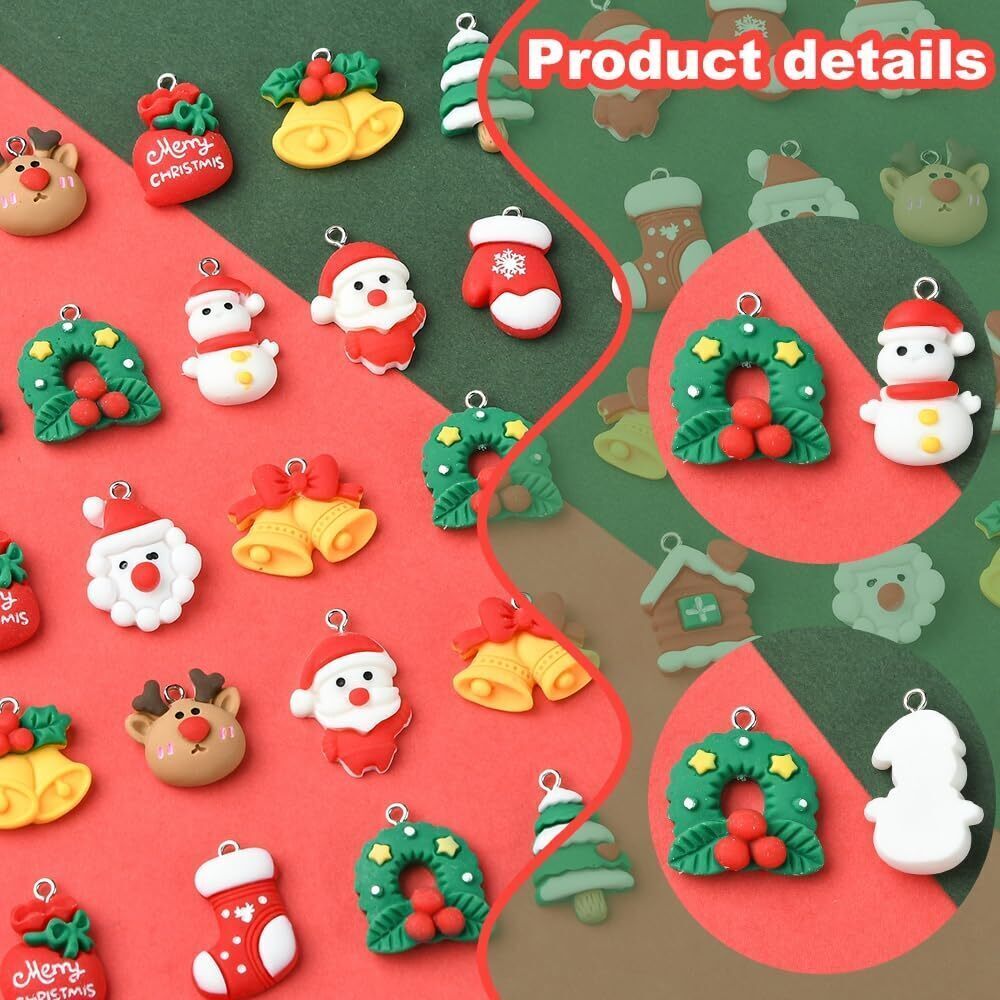 2417 48pcs Christmas Resin Charms, 13 Styles Mixed Color Christmas Bell - Picture 3 of 7